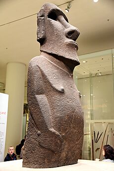 Basalt statue, Hoa Hakananai'a (hidden or stolen friend). Moai; an ancestor figure, made by the Rapanui people. 1000-1200 CE. From Orongo (Polynesia, Easter Island); probably made in Rano Kao. British Museum
