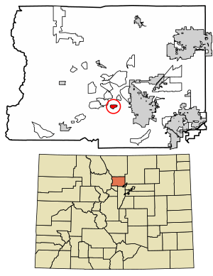 Location of the Tall Timber CDP in Boulder County, Colorado.