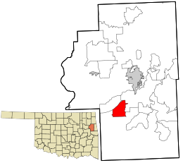 Location within Cherokee County and the state of Oklahoma