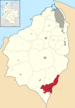 Location of the municipality and town of Campo de la Cruz in the Atlántico Department of Colombia