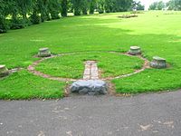 Dooslan stone in Brodie Park, paisley