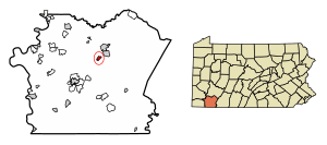 Location of Dunbar in Fayette County, Pennsylvania.