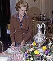 First Lady Betty Ford Reviewing the Table Settings in the State Dining Room during Preparations for a State Dinner Honoring the President and First Lady of Liberia - NARA - 12007068 (1)