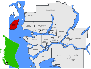Location of Bowen Island in Greater Vancouver