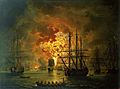 Hackert, Die Zerstörung der türkischen Flotte in der Schlacht von Tschesme, 1771