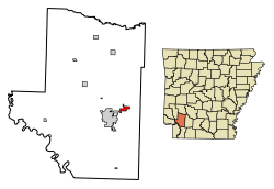 Location of Perrytown in Hempstead County, Arkansas.