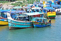 Indien Tamil Nadu Cuddalore Old Town Boats