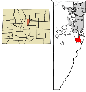 Location of the Ken Caryl CDP in Jefferson County, Colorado.