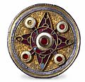 Jewelled plated disc brooch
