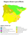 Köppen climate types of Iberia
