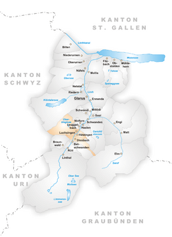 Karte Gemeinden des Kantons Glarus 2003