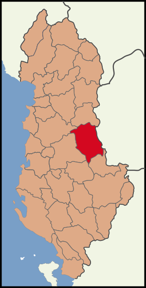 Map showing Librazhd District within Albania