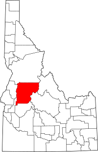 Map of Idaho highlighting Valley County