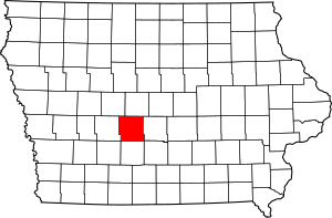 Map of Iowa highlighting Dallas County
