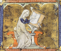 Marie de France from an illuminated manuscript