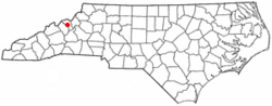 Location of Bakersville, North Carolina