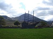 National Famine Monument with Croagh Patrick in the background
