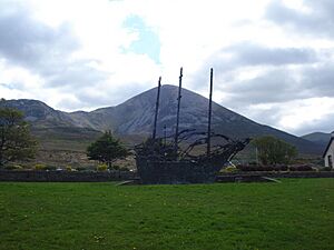 National Famine Monument with Croagh Patrick in the background