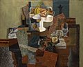 Pablo Picasso, 1914-15, Nature morte au compotier (Still Life with Compote and Glass), oil on canvas, 63.5 x 78.7 cm (25 x 31 in), Columbus Museum of Art, Ohio
