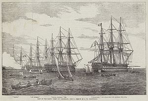 Part of the Baltic Fleet off Cronstadt - ILN 1855