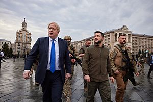 President of Ukraine Volodymyr Zelenskyy and Prime Minister of the United Kingdom Boris Johnson walked around the center of Kyiv. (51994084277)