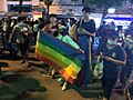 Pride flag in Bangkok protest 2020 01