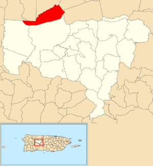 Location of Santa Rosa within the municipality of Utuado shown in red