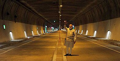 The Prime Minister, Shri Narendra Modi visiting after inaugurating the Chenani-Nashri Tunnel, in Jammu and Kashmir on April 02, 2017