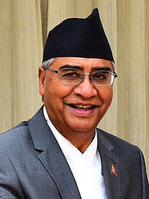 The Prime Minister of Nepal, Mr. Sher Bahadur Deuba, at Hyderabad House, in New Delhi on August 24, 2017 crop.jpg