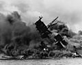 The USS Arizona (BB-39) burning after the Japanese attack on Pearl Harbor - NARA 195617 - Edit