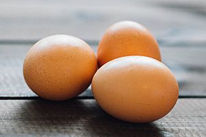 Three chicken eggs