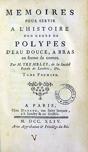 Trembley, Abraham – Memoires pour servir a l'histoire d'un genre de polypes d'eau douce, 1744 – BEIC 11793441