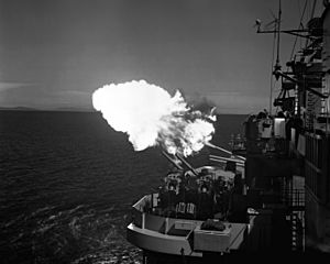 USS Saint Paul (CA-73) shelling Korea 1953