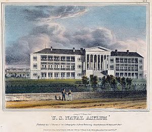 U S Naval Asylum 1839 ,Philadelphia, Pennsylvania, litho by J V Bowen Library of Congress Prints collection,
