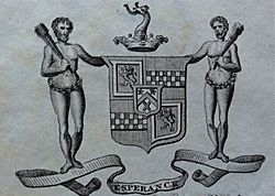 Wallace of Craigie coat of arms and supporters. 1825