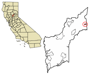 Location of Camptonville in Yuba County, California.