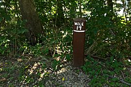17 Mile marker with broken marker on C and O Canal