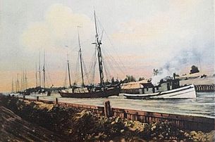 A towing scene through Sturgeon Bay Ship Canal