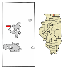 Location of Caledonia in Boone County, Illinois.