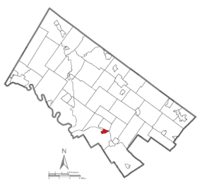 Location of Bridgeport in Montgomery County, Pennsylvania.