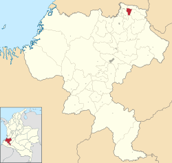 Location of the municipality and town of Padilla, Cauca in the Cauca Department of Colombia.