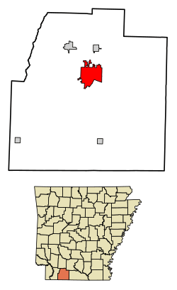 Location of Magnolia in Columbia County, Arkansas.
