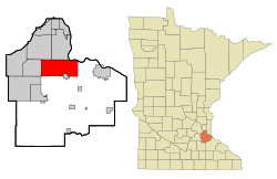 Location of the city of Rosemountwithin Dakota County, Minnesota