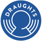 Draughts board game café logo blue.png