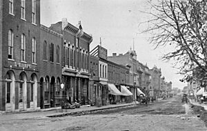 East 300 block of Main Street, (1900), Ottumwa, Iowa, United States.