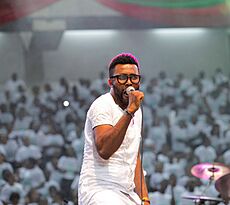 El Mafrex ministering at Ibom International Stadium