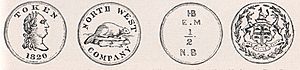 Emil Brass, Im Reiche der Pelze, 2. Auflage, 1925, Seite 349, Biberwertzeichen der Nordwest-Co.; Biberwertzeichen der Hudson' Bay-Company