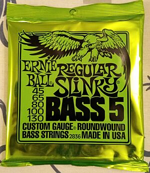 Ernie Ball 5-string regular slinky bass strings 45-130 (cropped)