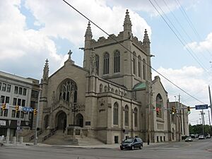First Methodist Church of Cleveland across the street