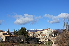 A general view of the village of Fontienne, with the Montagne de Lure in the background